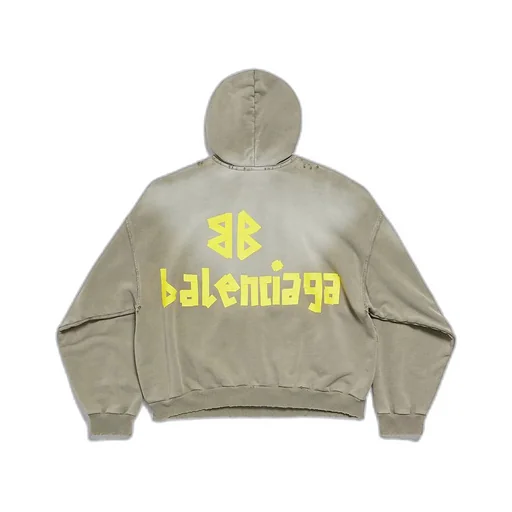 Tape Type Ripped Pocket Hoodie Large Fit