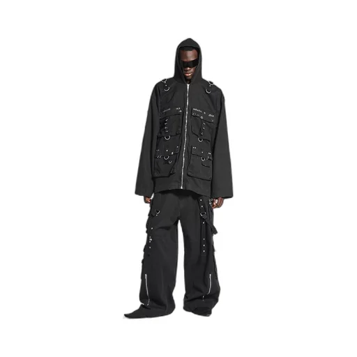 Hooded Studded Zip-Up Jacket