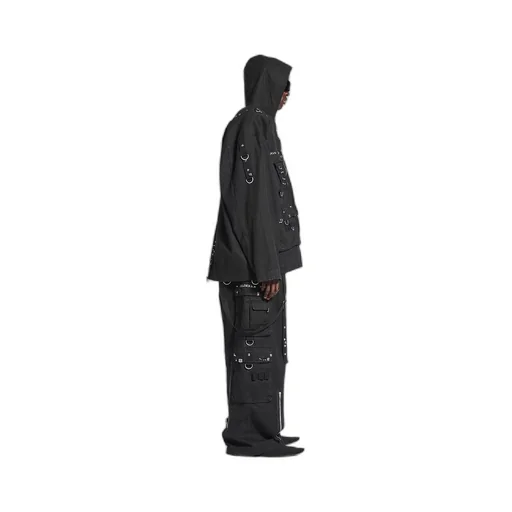 Hooded Studded Zip-Up Jacket