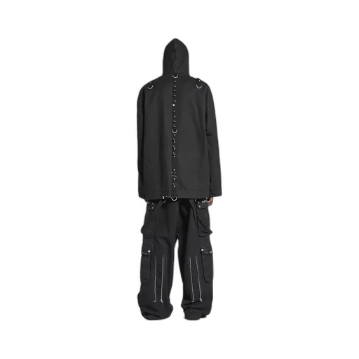 Hooded Studded Zip-Up Jacket