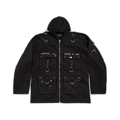 Hooded Studded Zip-Up Jacket