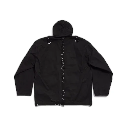 Hooded Studded Zip-Up Jacket