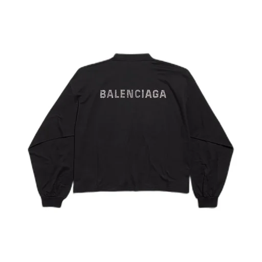 Back Strass Cropped Long Sleeve T-Shirt