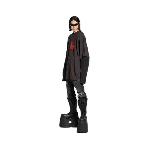 Handle With Care Patched Sleeves T-Shirt