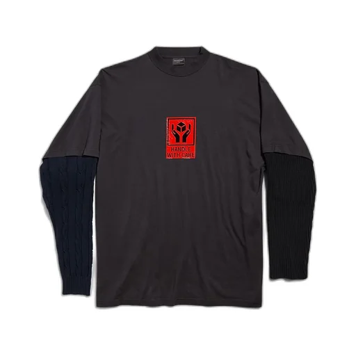 Handle With Care Patched Sleeves T-Shirt