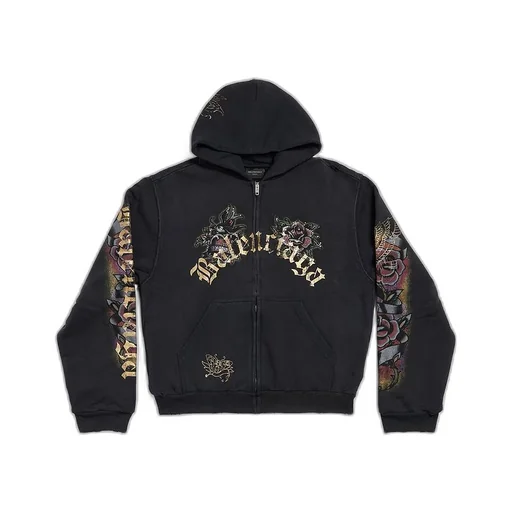 Tacky Tattoo Zip-Up Hoodie Small Fit