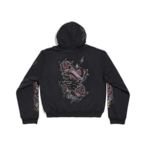 Tacky Tattoo Zip-Up Hoodie Small Fit