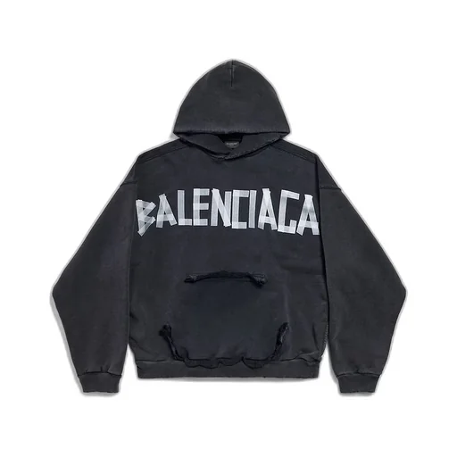 Tape Type Ripped Pocket Hoodie