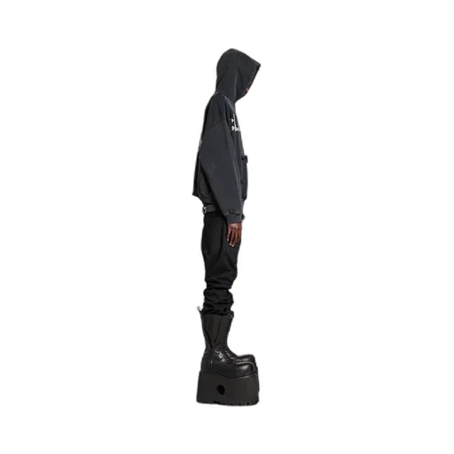 Tape Type Ripped Pocket Hoodie