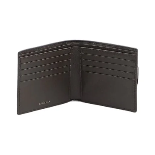 Logo Zipper Detail Leather Half Wallet