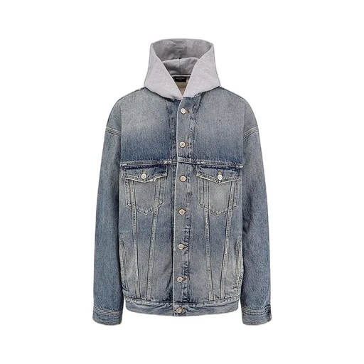 Back Logo Panel Hood Denim Jacket