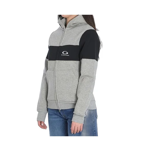 Logo Color Block Cotton Hoodie Zip-Up