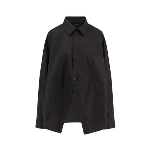 Logo Embroidered Collar Cotton Shirt