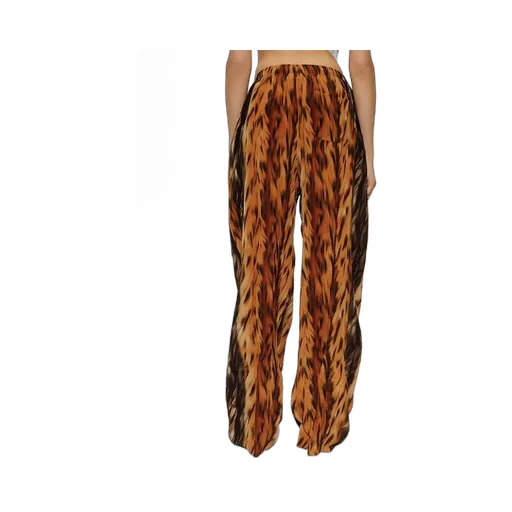 Animal Print Silk Straight Pants