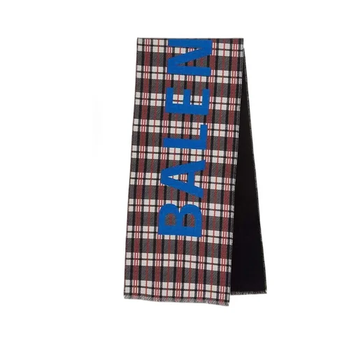 Contrast Logo Check Wool Muffler