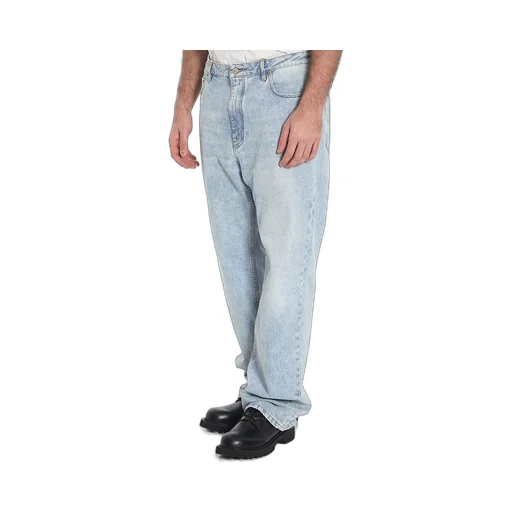 Back Logo Patch Cotton Denim Pants