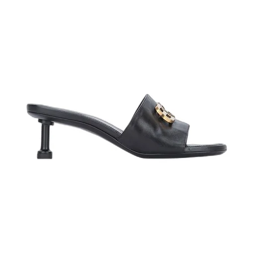 Bb Logo Leather Sandal Heels