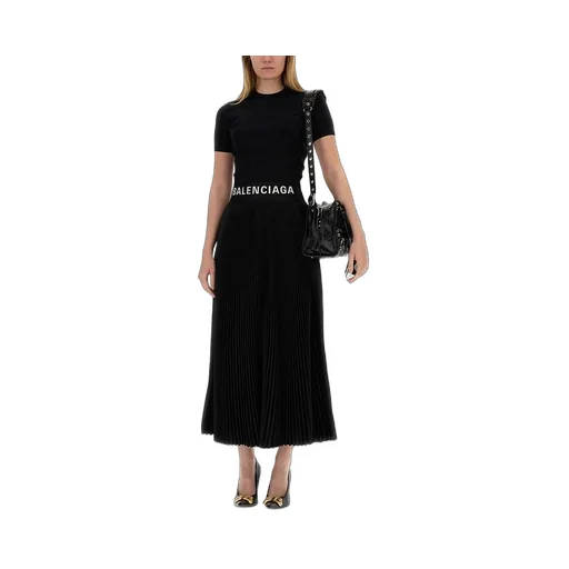 Logo Detail Pleated Skirt