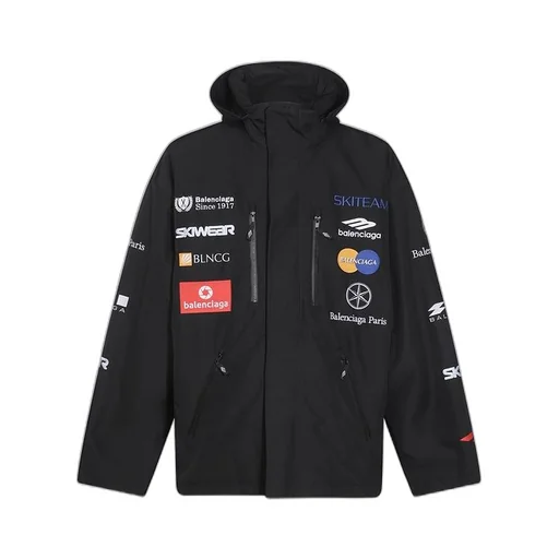 Logo Patch Nylon Hooded Jacket