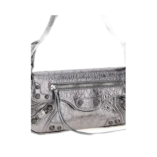 Le Cagole Metallic Leather Small Shoulder Bag