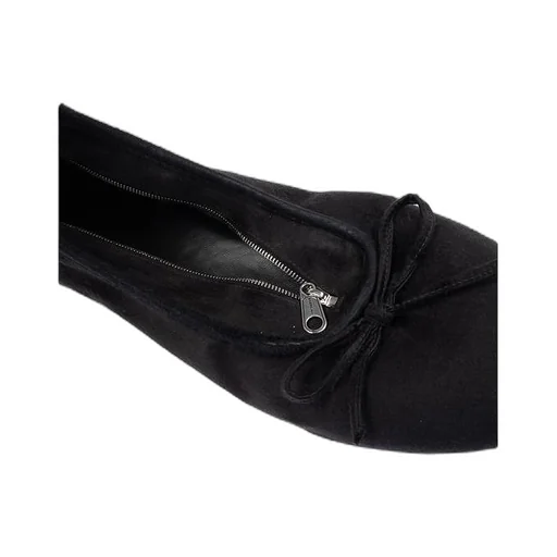 Zipper Detail Bow Flat Shoes