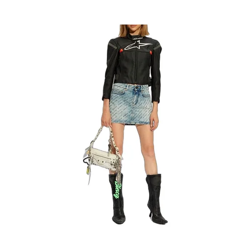 Allover Logo Denim Mini Skirt