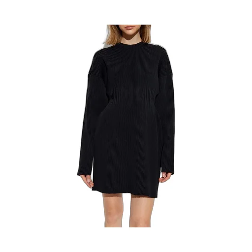 Crewneck Rib Knit Mini Dress