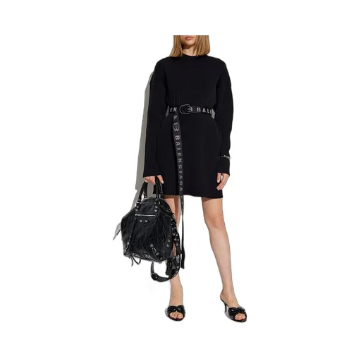 Crewneck Rib Knit Mini Dress