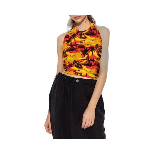 Halter Neck Graphic Printing Sleeveless Top