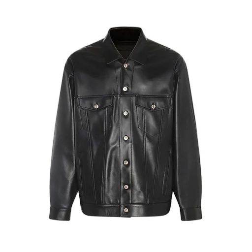 Flap Pocket Leather Jacket