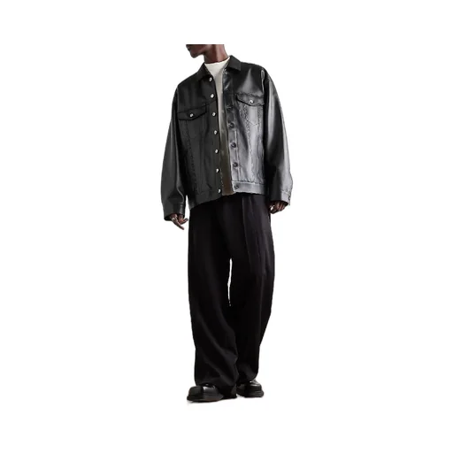Flap Pocket Leather Jacket