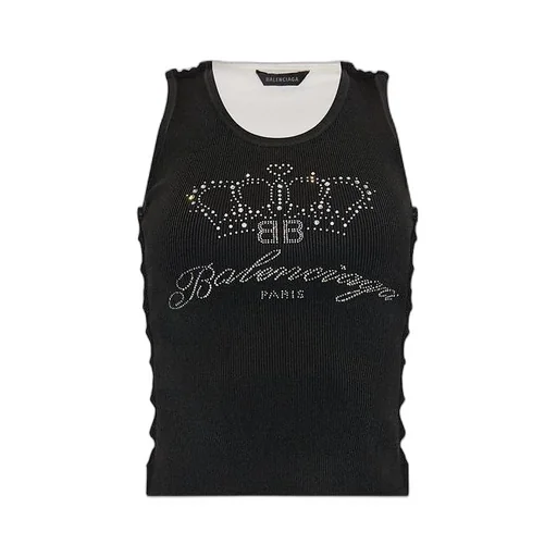 Beaded Logo Sleeveless Top