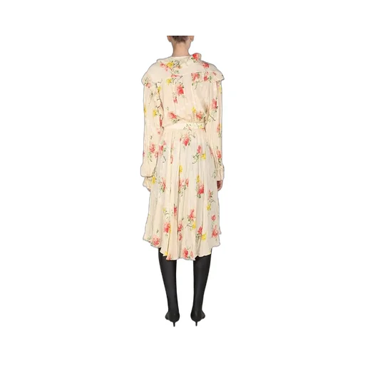 Abito Flower Printing Midi Dress