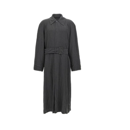 Fluid Check Pattern Trench Coat