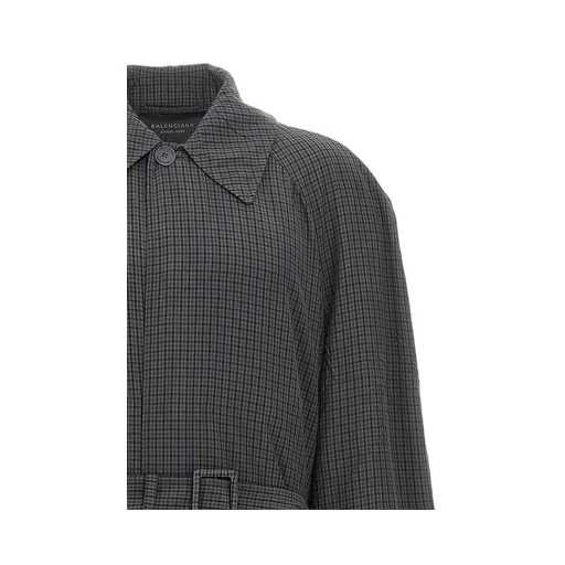 Fluid Check Pattern Trench Coat