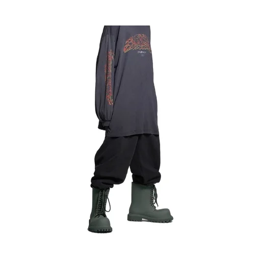 Steroid Logo Tongue Lace-Up Boots