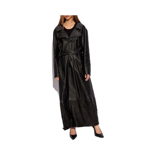 Belted Leather Trench Coat