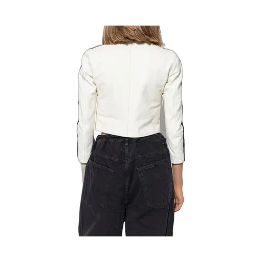 Racer Cropped Leather Biker Jacket