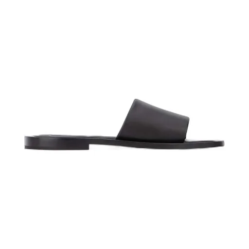 Black Leather Flat Mules