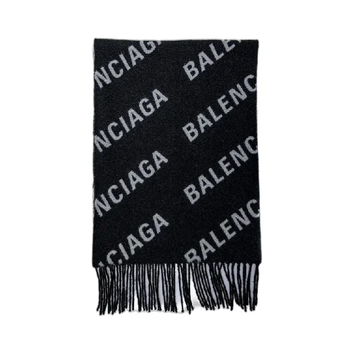 All Over Logo Pattern Fringe Muffler