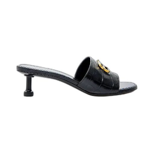 Bb Logo Plaque Leather Sandal Heels
