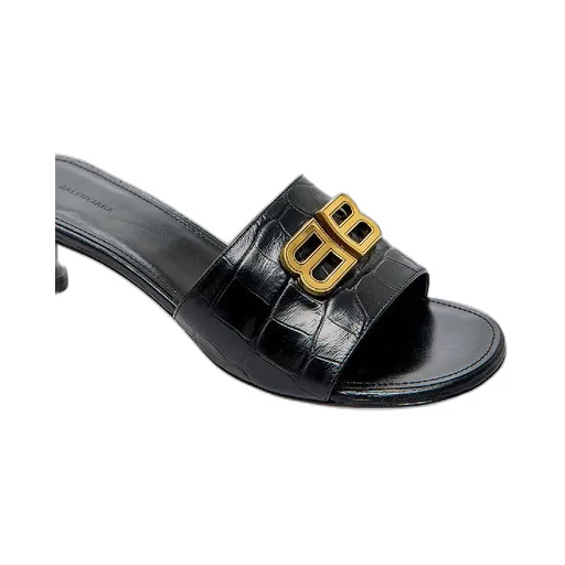 Bb Logo Plaque Leather Sandal Heels
