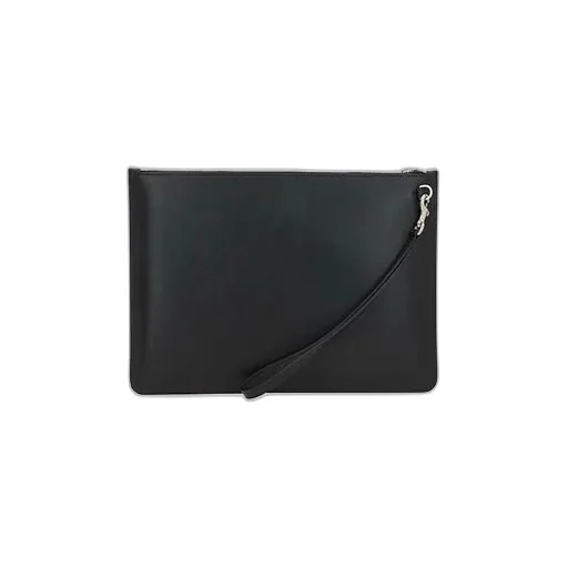 Logo Embossed Leather Clutch Bag