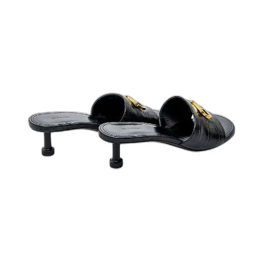 Bb Logo Plaque Leather Sandal Heels