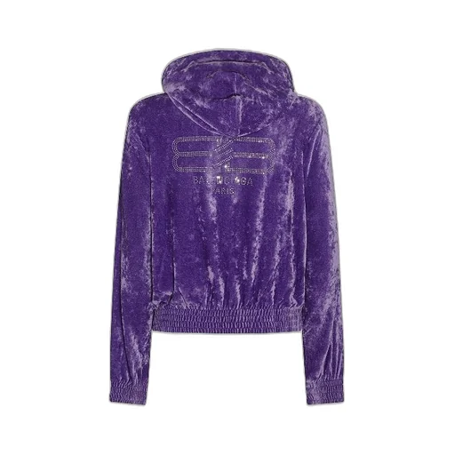 Bb Rhinestone Velvet Zip-Up Hoodie