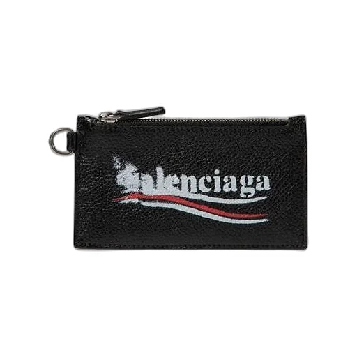 Political Wave Logo Leather Card Wallet