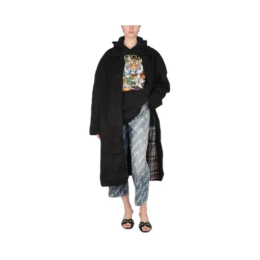 Crinkle Effect Belted Car Coat