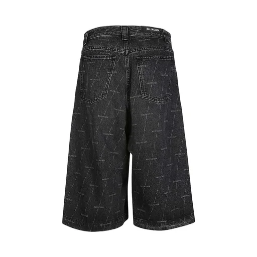Diagonal Allover Logo Denim Bermuda