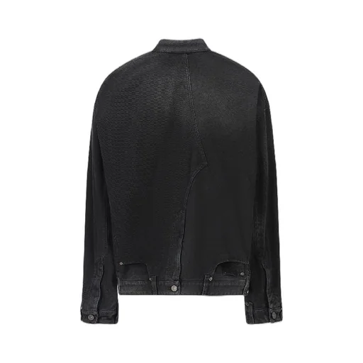 Deconstructed Fade Black Denim Jacket