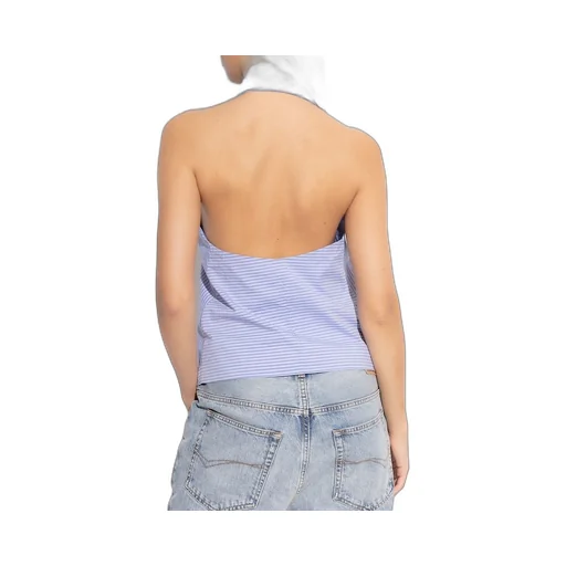 Striped Halterneck Sleeveless Shirt